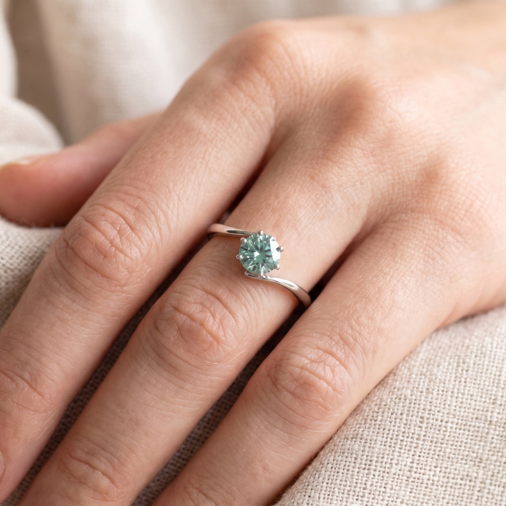 Teal Blue Stone Bypass Ring 925 Silver