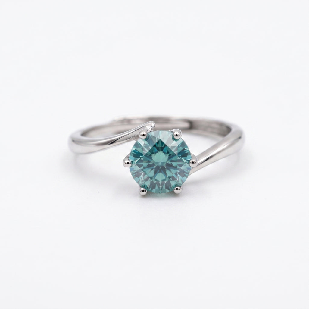 Teal Blue Stone Bypass Ring 925 Silver