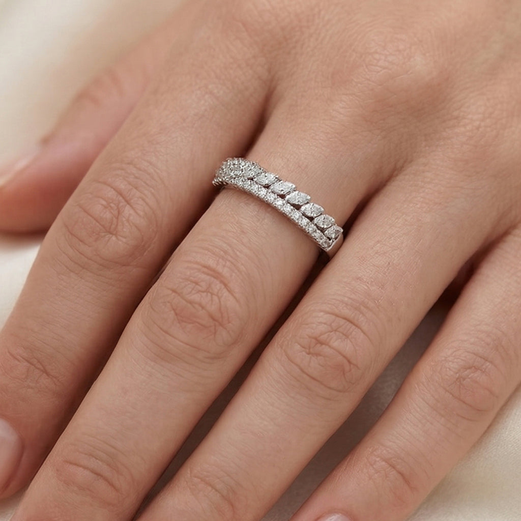 Spotlight Stacker â€“ 925 Silver PavÃ© Band