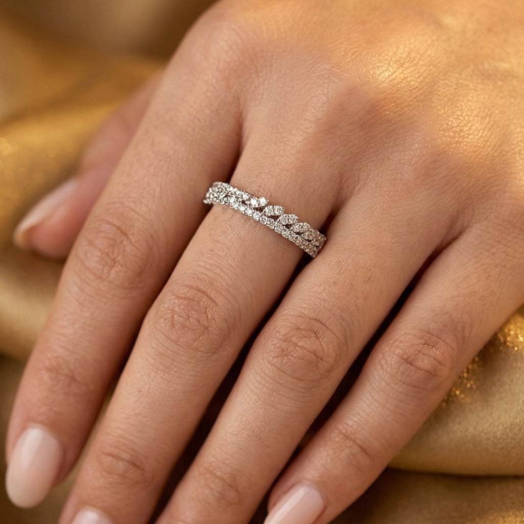 Spotlight Stacker â€“ 925 Silver PavÃ© Band
