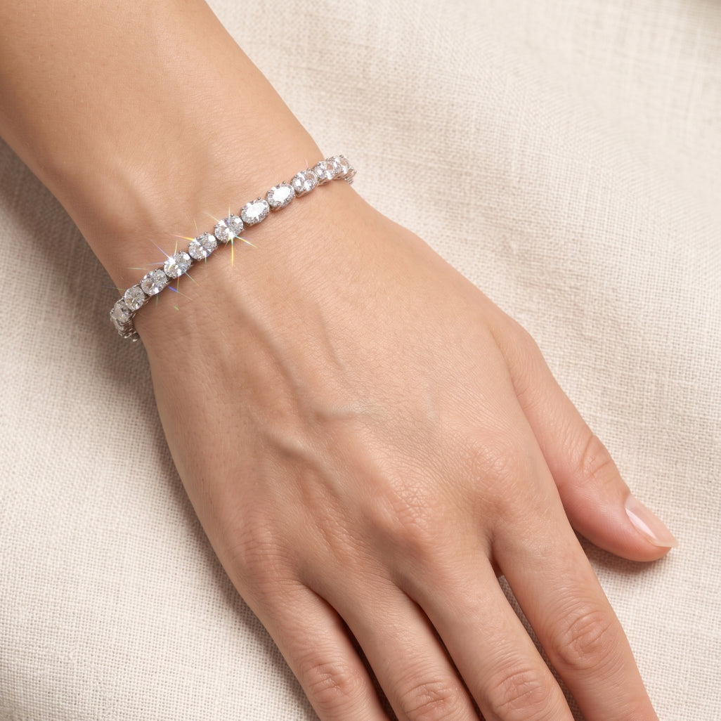 Silver Oval Tennis Bracelet