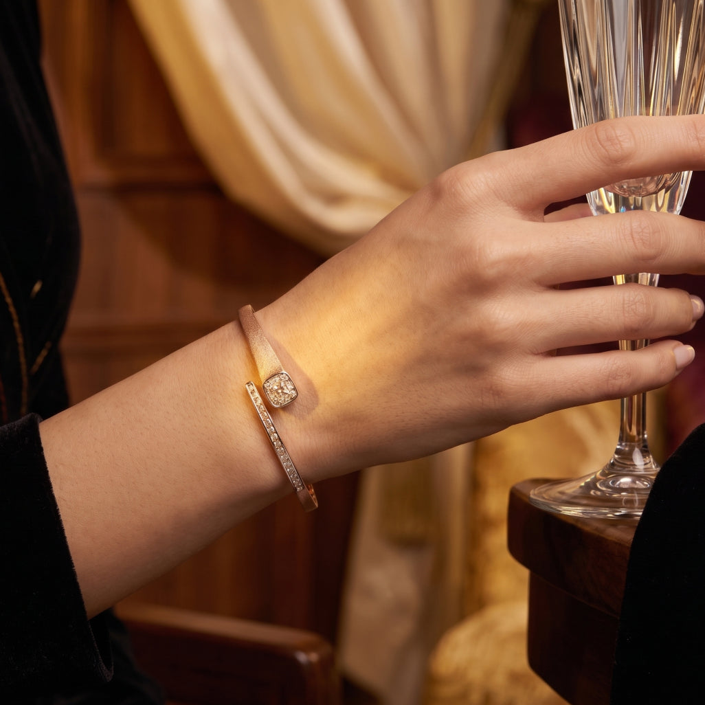 Rose Gold Princess Cluster Bypass Bangle