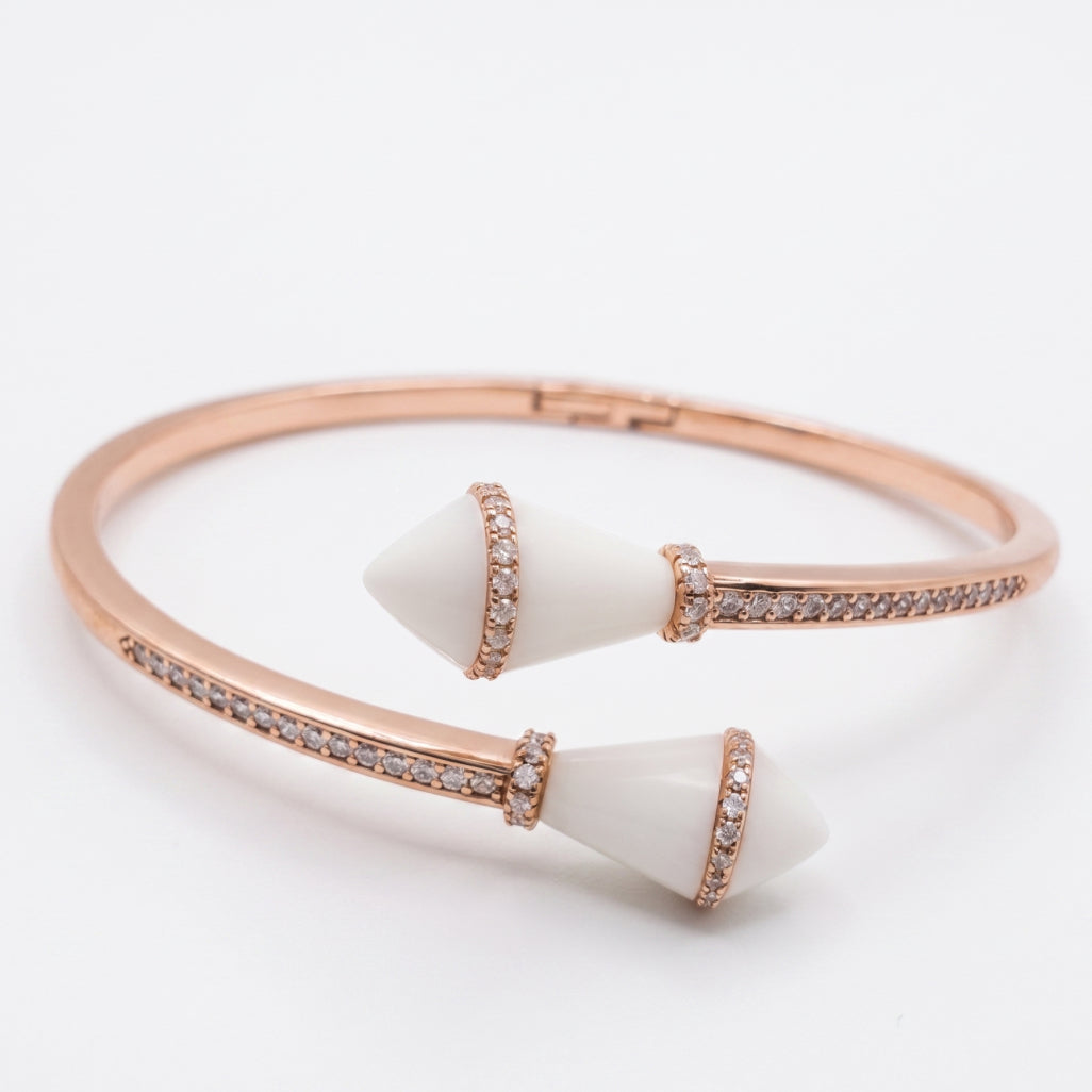 Rose Gold White Spike Cone Cuff Bracelet