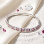 Silver Pink White Bicolour Tennis Bangle