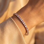 Silver Pink White Bicolour Tennis Bangle