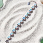 Silver Opal Cushion Link Bracelet