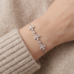 Silver Pear Cross Charm Box Chain Bracelet