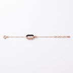 Rose Gold Black Enamel Oval Link Chain Bracelet