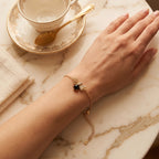 Gold Bee Pearl Charm Chain Bracelet