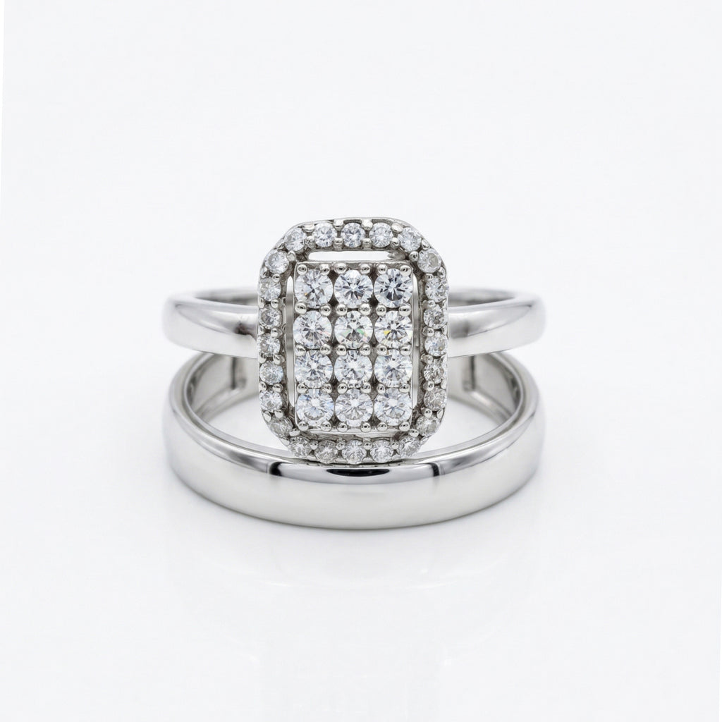 Double Band Rectangle Stone Ring