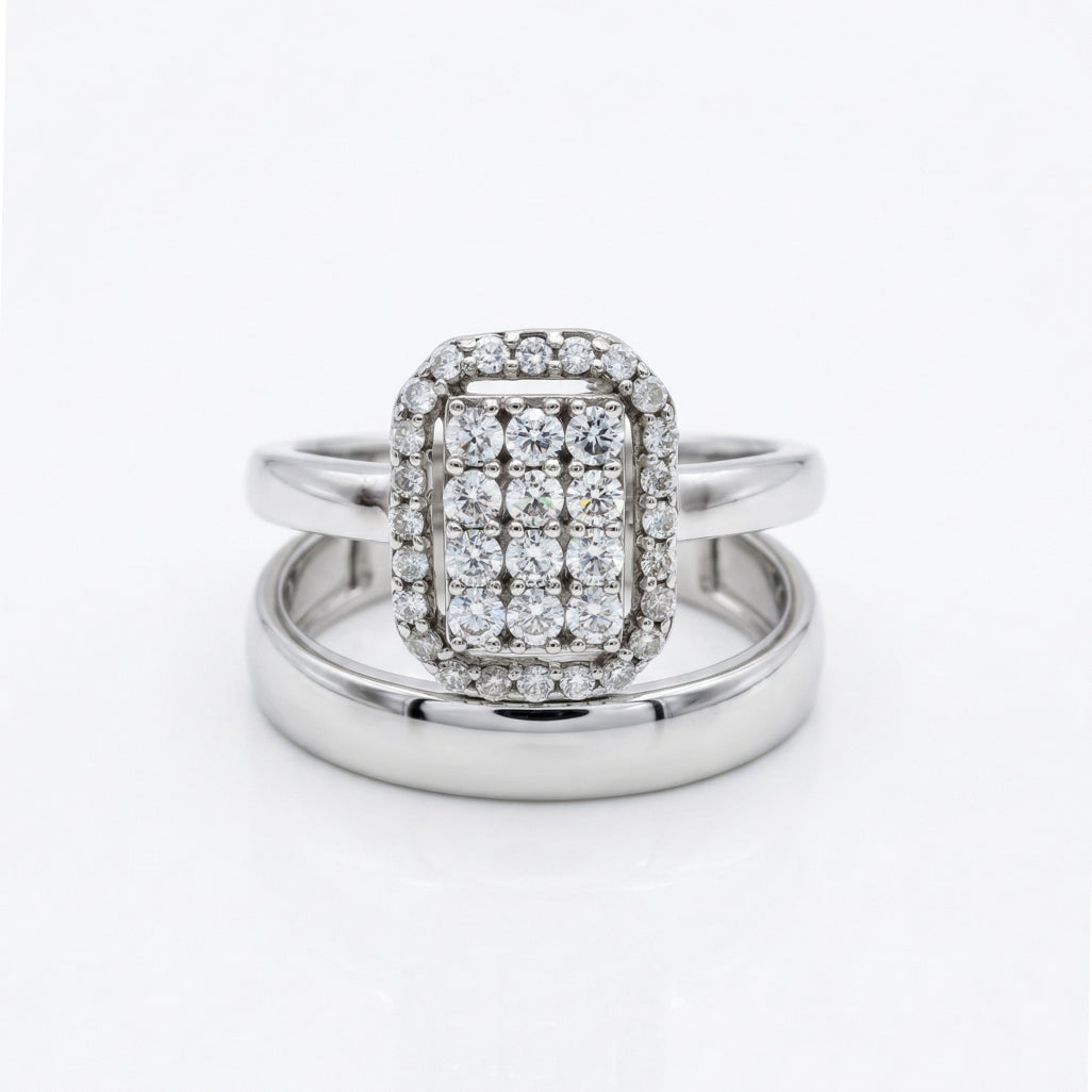 Double Band Rectangle Stone Ring
