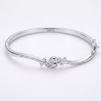 Silver Marquise Rose Pave Bangle Bracelet