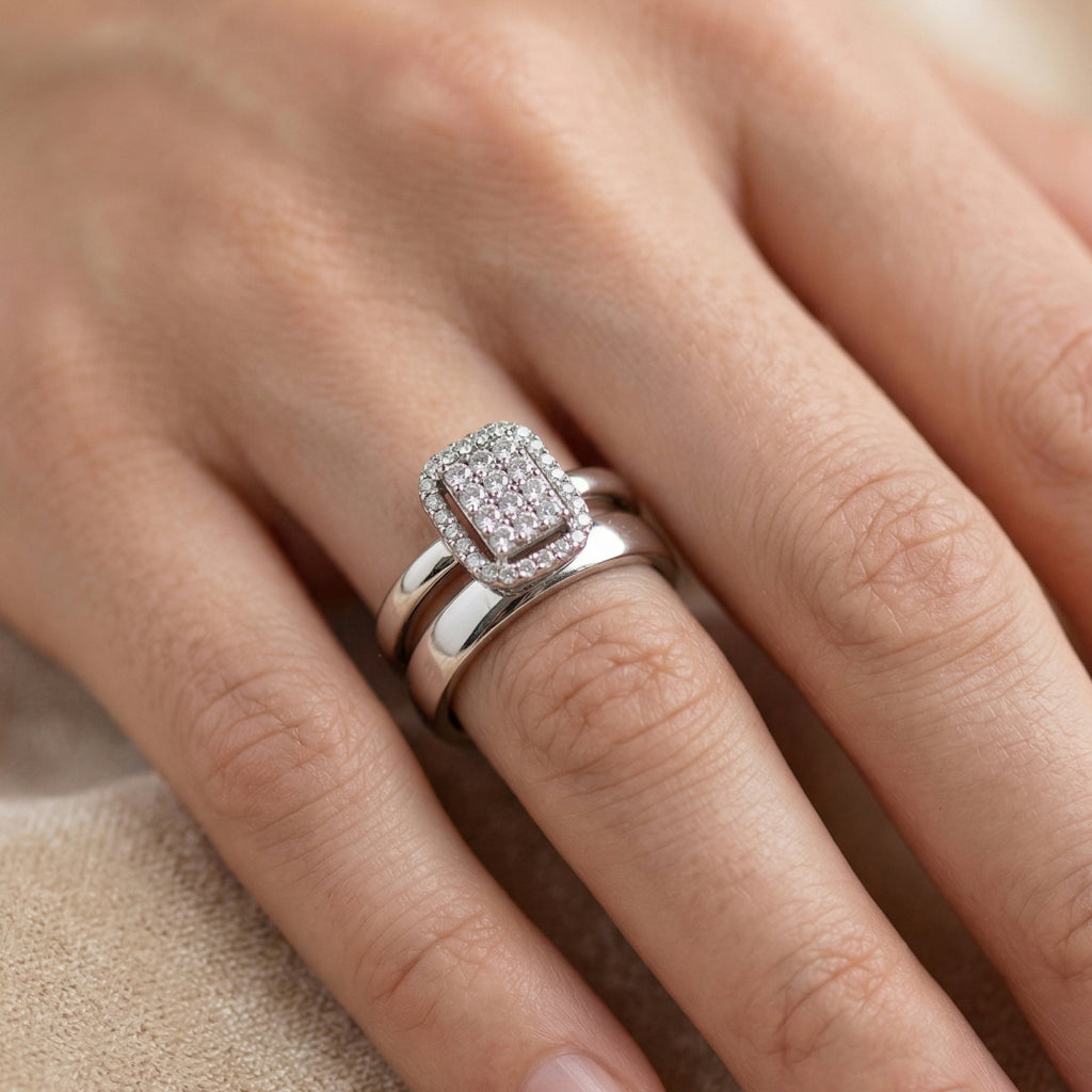 Double Band Rectangle Stone Ring