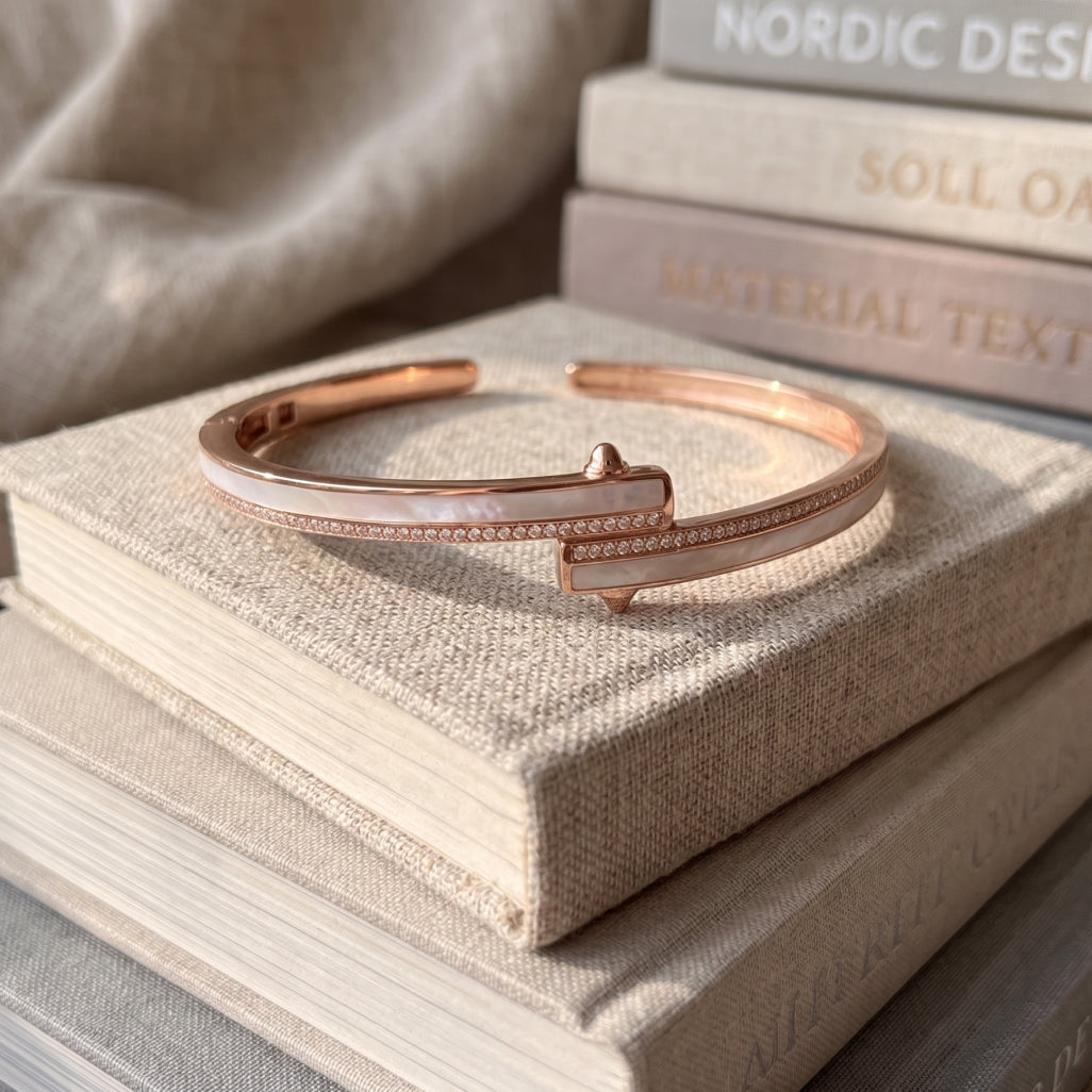Rose Gold Mother of Pearl Nail Cuff Bracelet