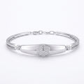 Silver Hexagon Pave ID Bar Double Band Bangle