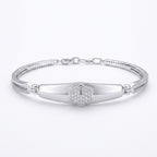 Silver Hexagon Pave ID Bar Double Band Bangle
