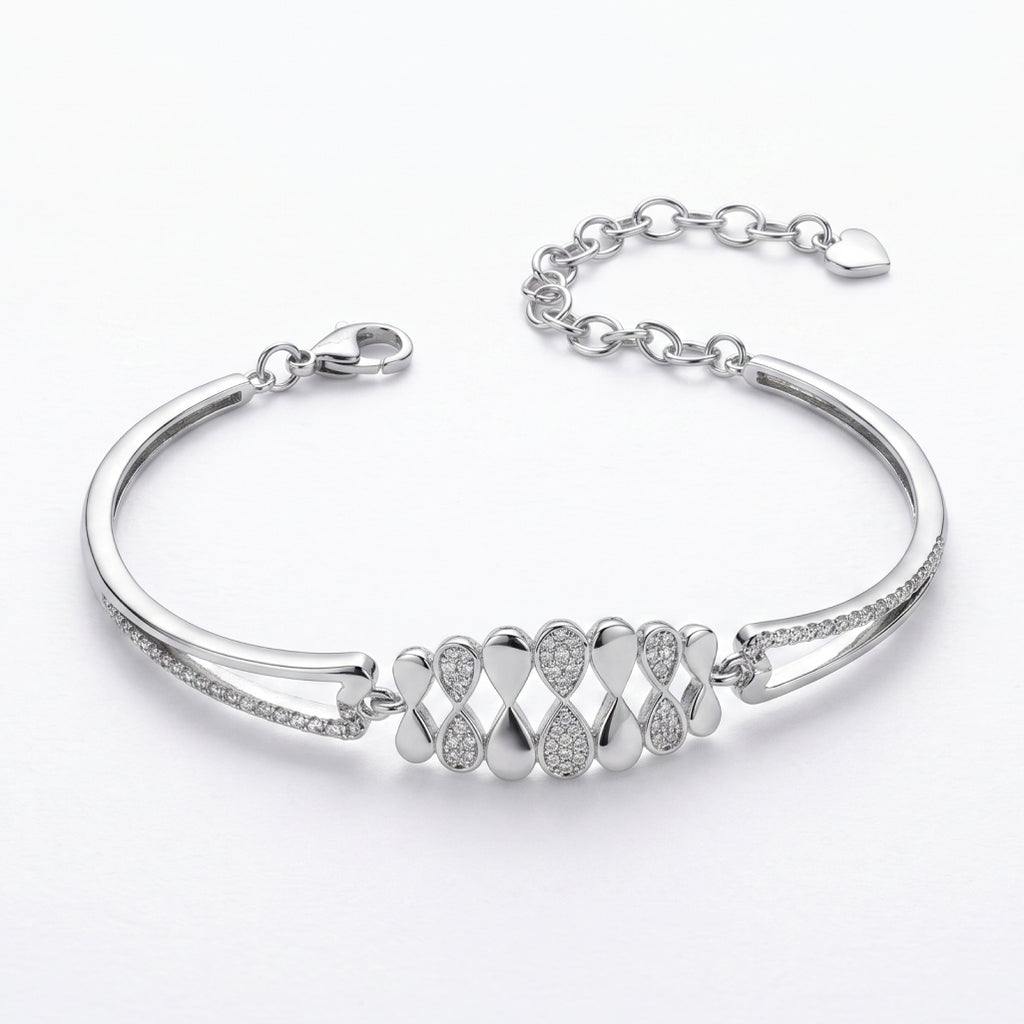 Silver Multi Infinity Pave Bangle Bracelet