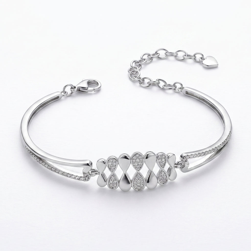 Silver Multi Infinity Pave Bangle Bracelet