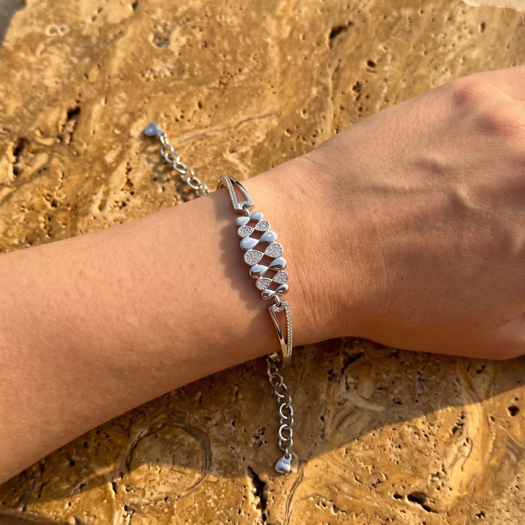 Silver Multi Infinity Pave Bangle Bracelet