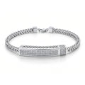 Double Franco Chain Pave Bar Bracelet 925 Sterling Silver