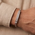 Double Franco Chain Pave Bar Bracelet 925 Sterling Silver