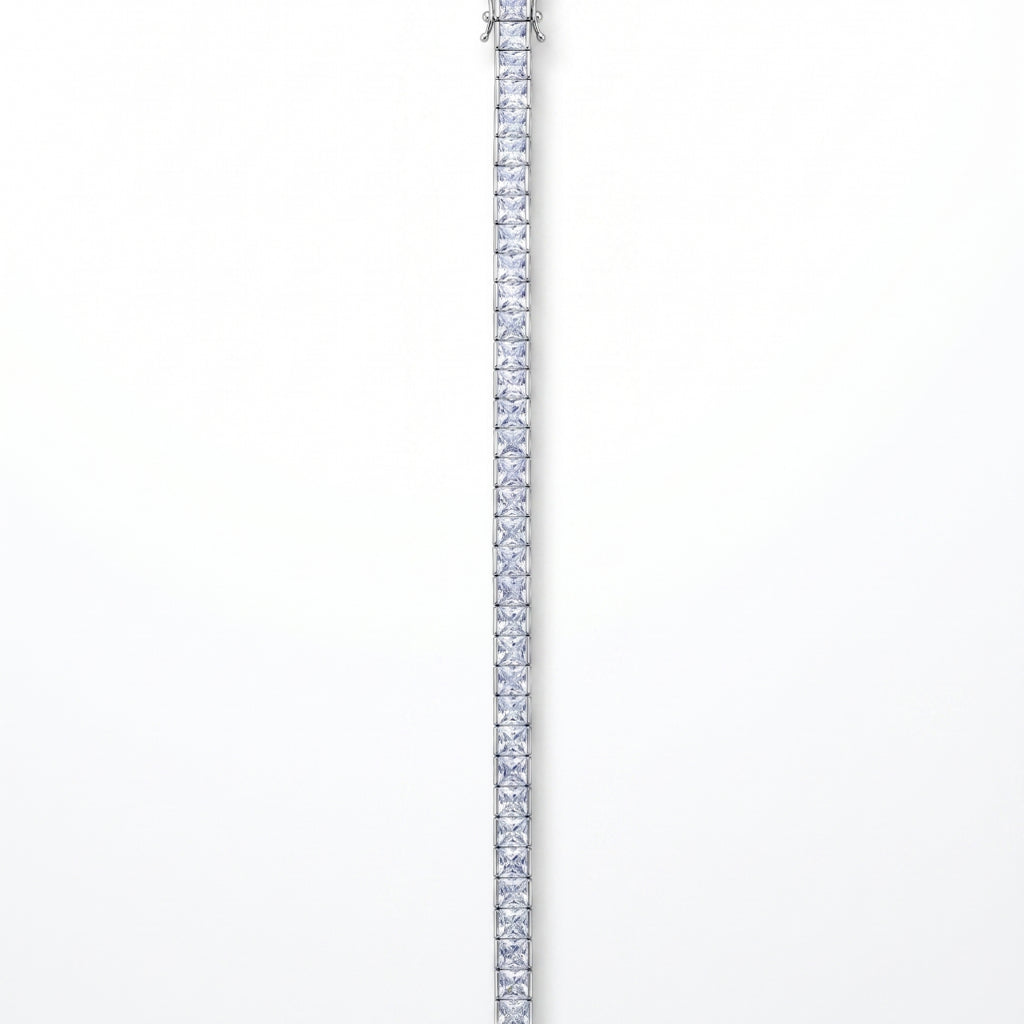 Channel Set Princess Tennis Bracelet 925 Sterling Silver