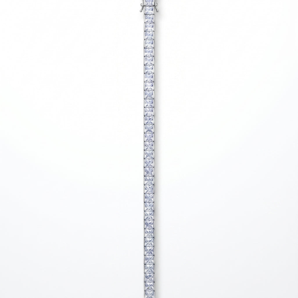 Channel Set Princess Tennis Bracelet 925 Sterling Silver