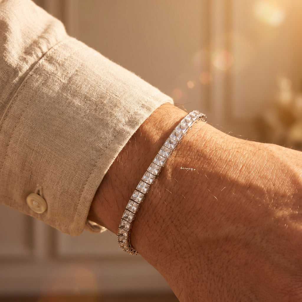 Channel Set Princess Tennis Bracelet 925 Sterling Silver
