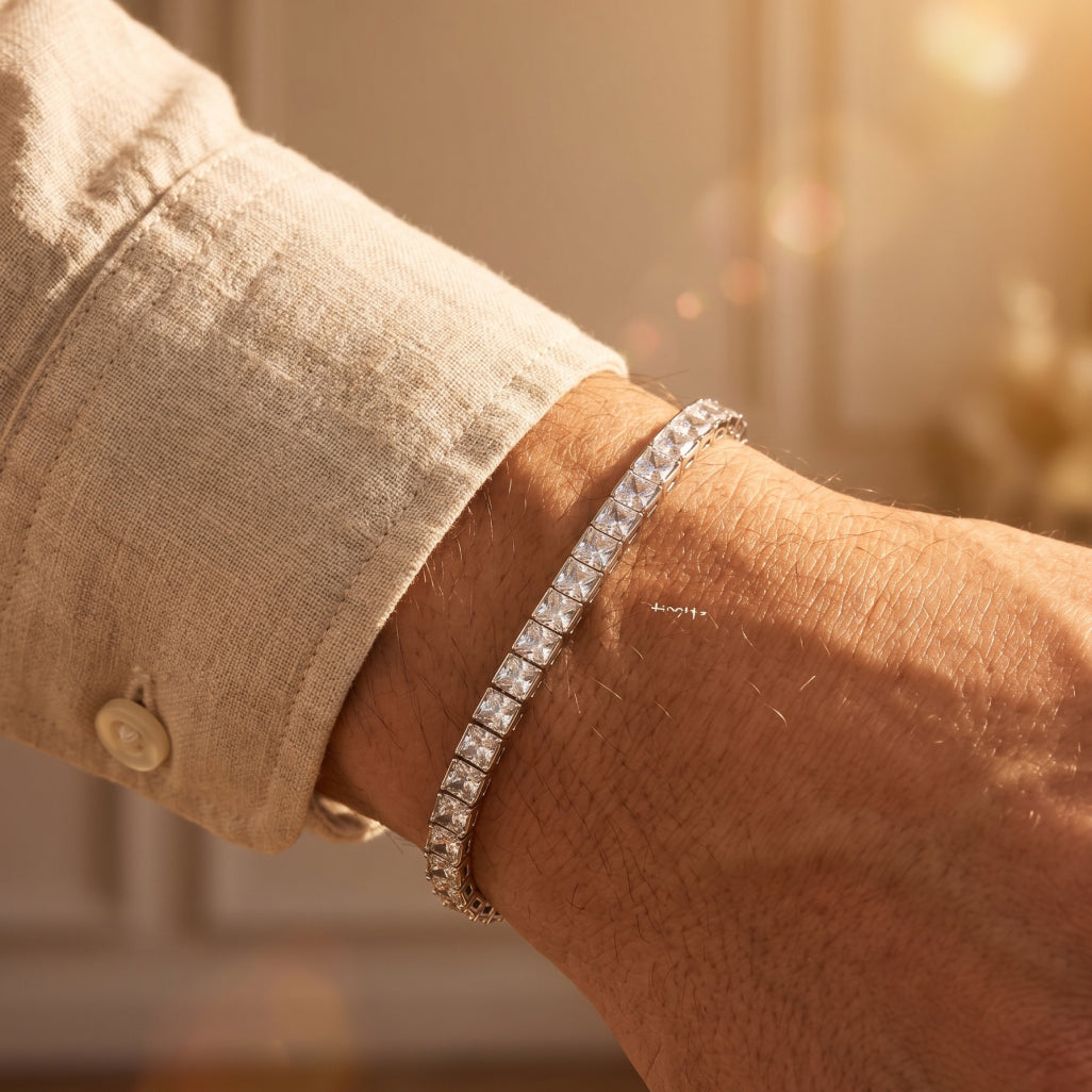 Channel Set Princess Tennis Bracelet 925 Sterling Silver