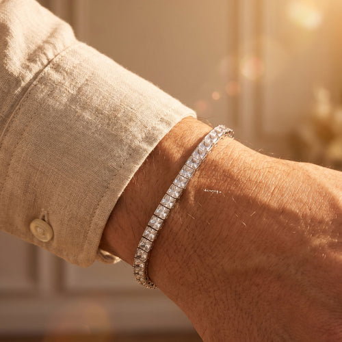 Channel Set Princess Tennis Bracelet 925 Sterling Silver