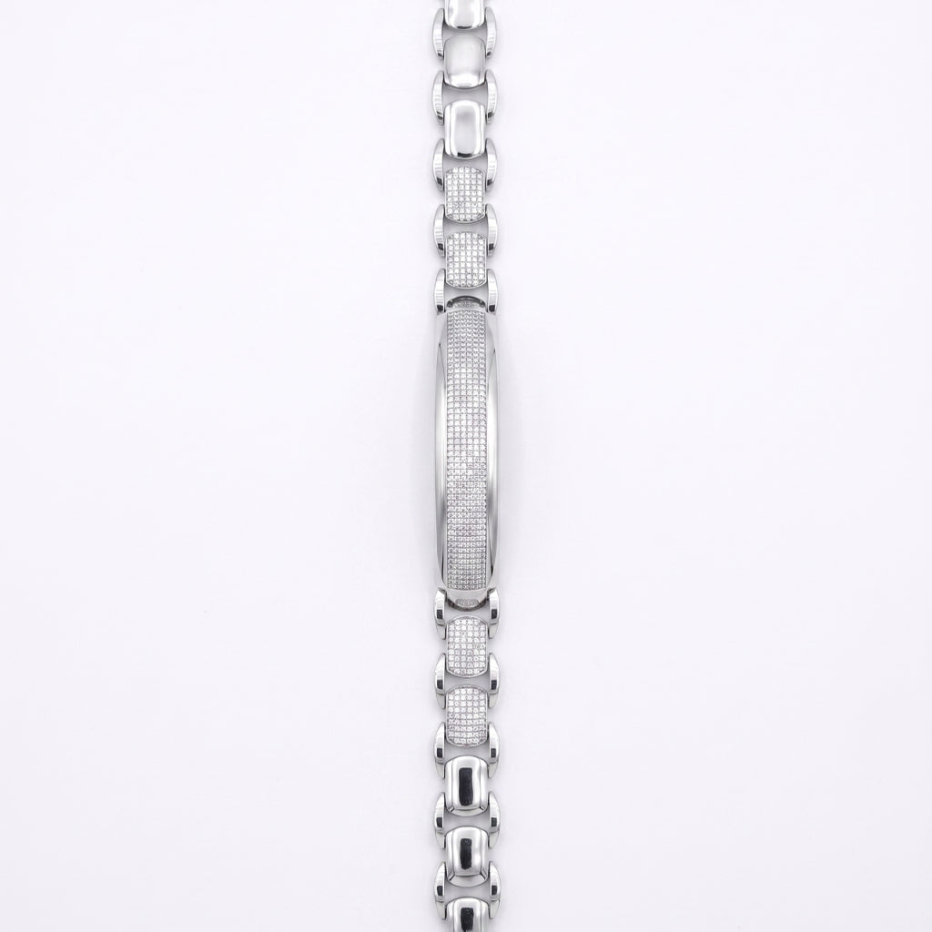 Mariner Pave ID Centre Bracelet 925 Sterling Silver