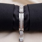 Pyramid Stud Pave Centre Link Bracelet 925 Sterling Silver