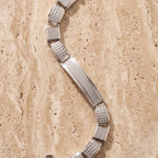 Pyramid Stud Pave Centre Link Bracelet 925 Sterling Silver