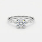Round Single Stone Ring 925 Silver Classic
