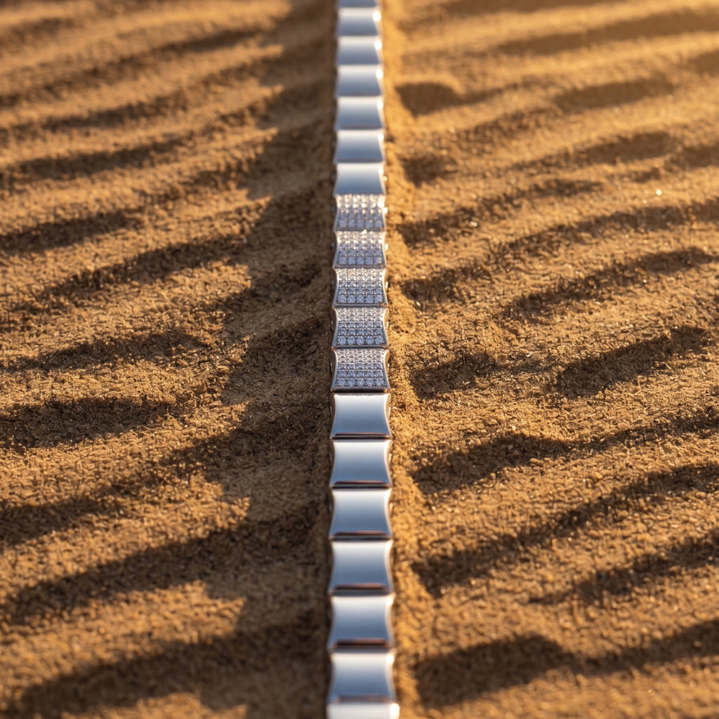 Sunburst Engraved Pave Centre Tennis Bracelet 925 Sterling Silver