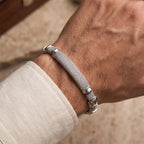 Centre Pave ID Block Link Bracelet 925 Sterling Silver