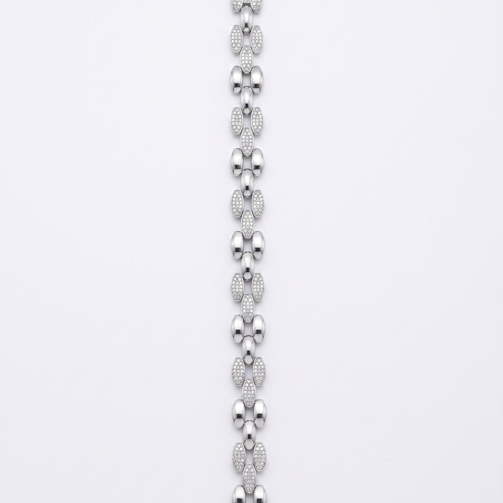 Mariner Pave Link Bracelet 925 Sterling Silver