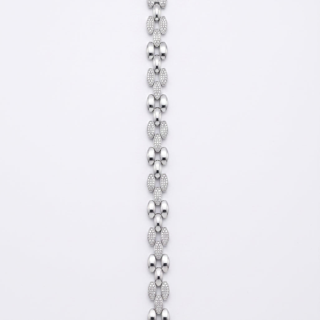 Mariner Pave Link Bracelet 925 Sterling Silver
