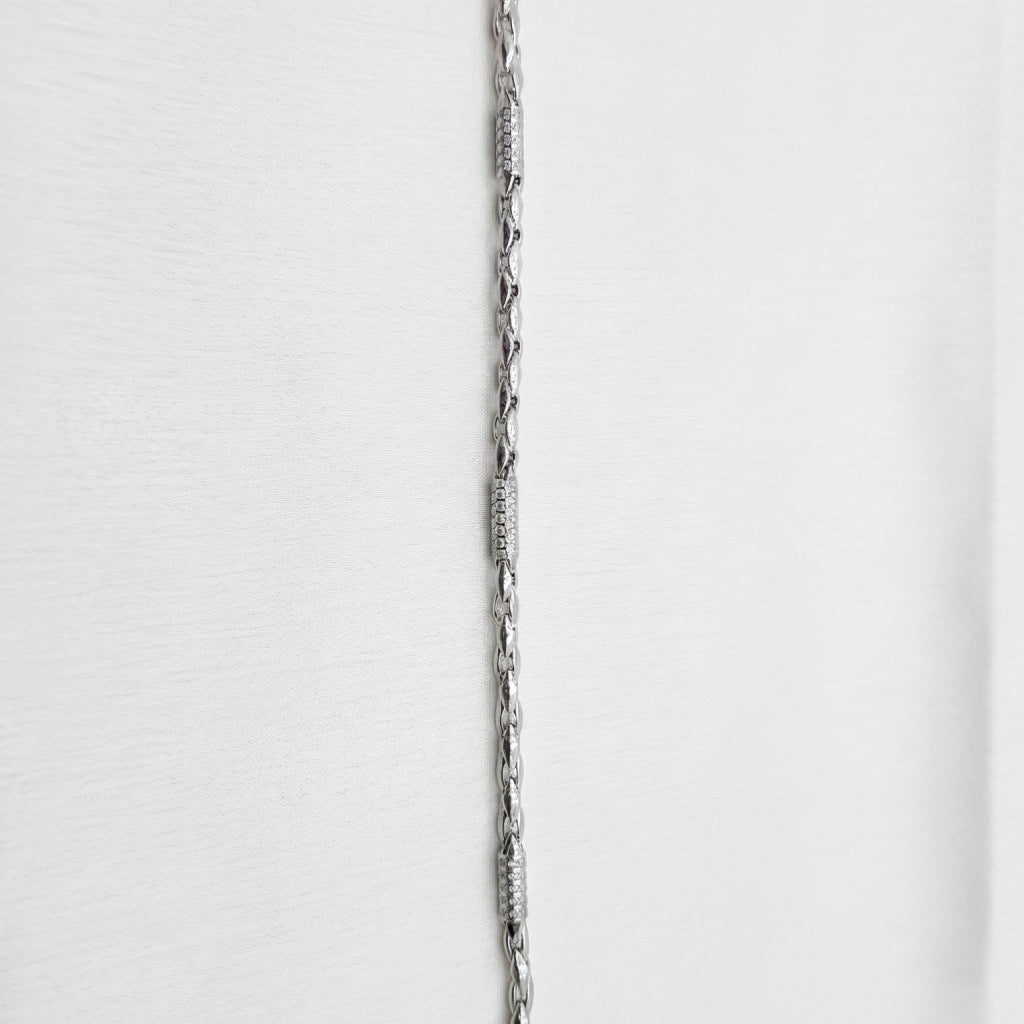Rope Chain Pave Station Bracelet 925 Sterling Silver
