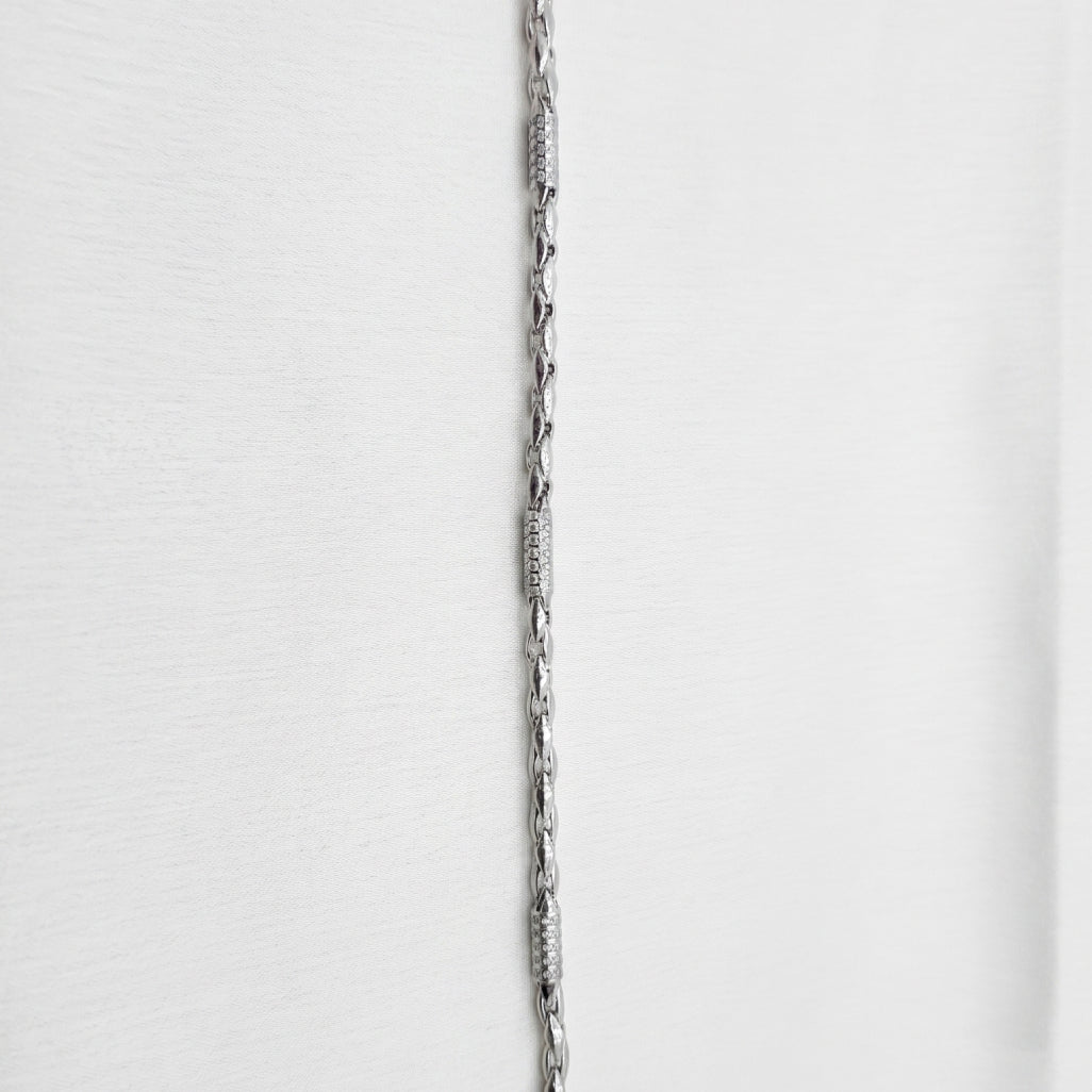 Rope Chain Pave Station Bracelet 925 Sterling Silver