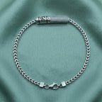 OM Pave Charm Franco Bracelet 925 Sterling Silver