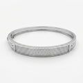 Pave Plaque Hinged Bangle 925 Sterling Silver