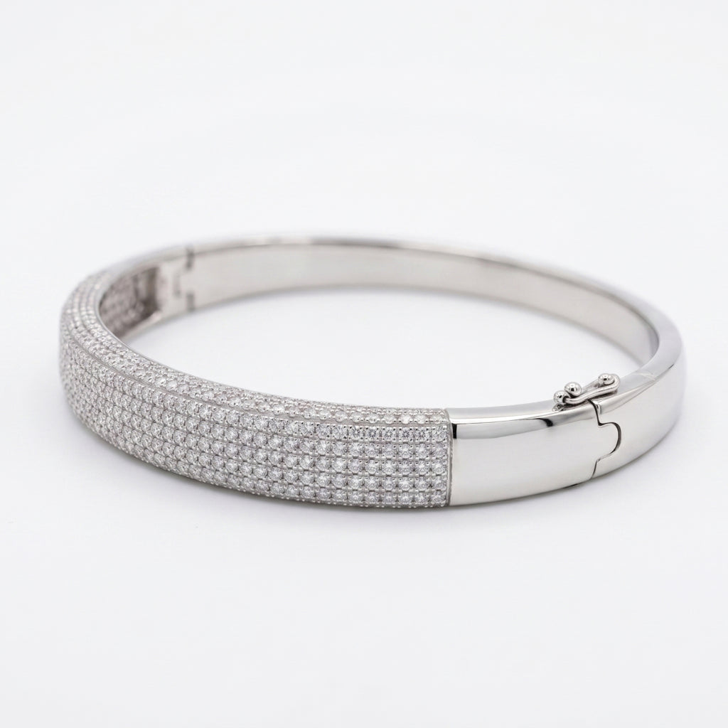 Pave Bombe Bangle 925 Sterling Silver