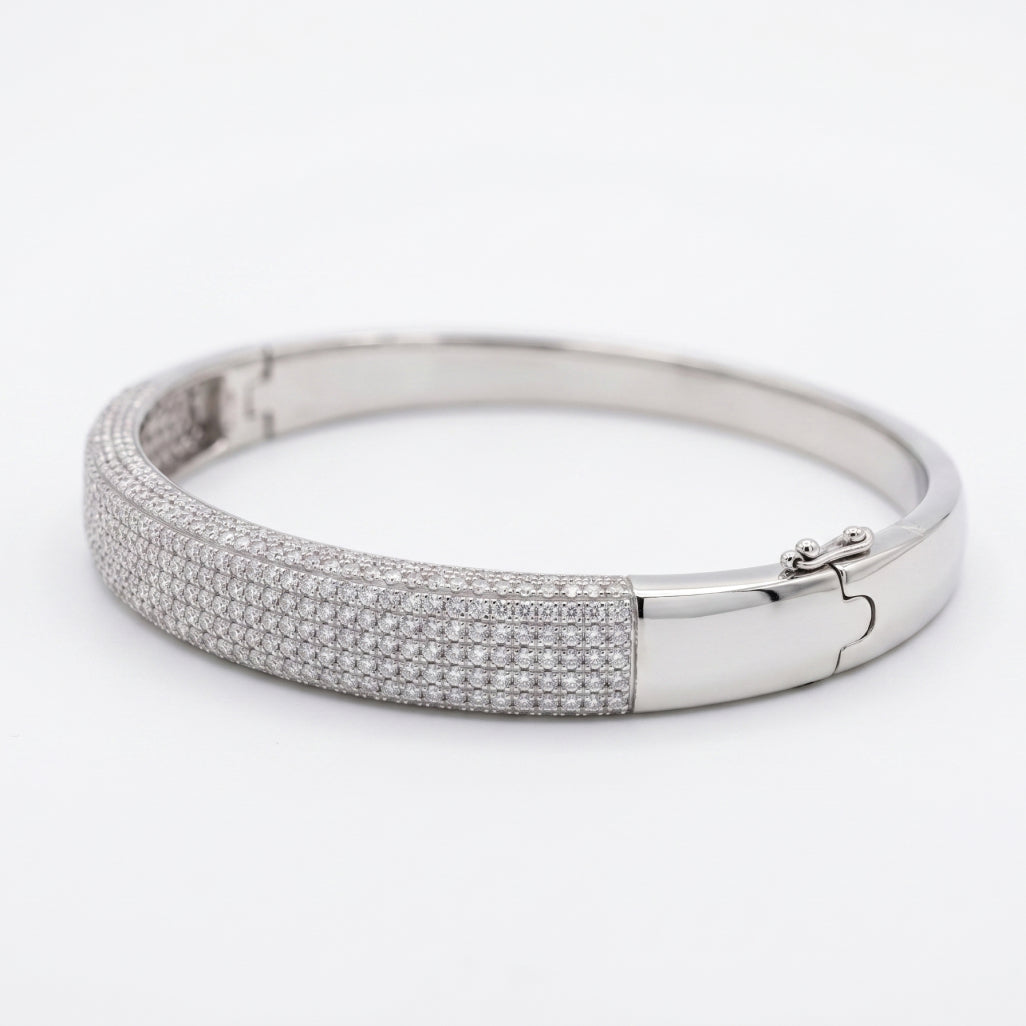 Pave Bombe Bangle 925 Sterling Silver