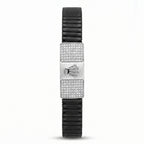 Crown Emblem Pave Ceramic Bracelet 925 Sterling Silver