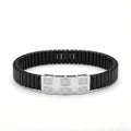 Six Square Pave Ceramic Bracelet 925 Sterling Silver