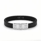 Six Square Pave Ceramic Bracelet 925 Sterling Silver