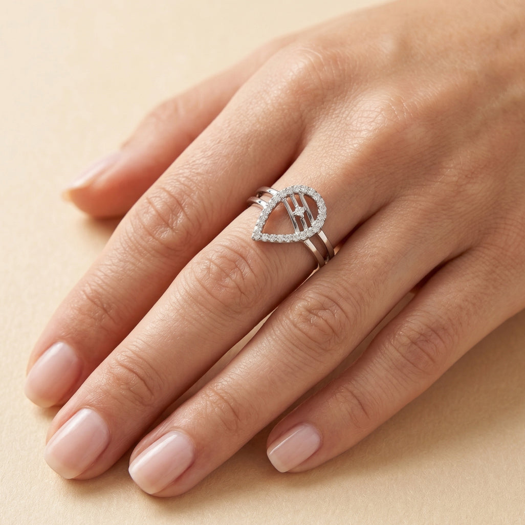 Leaf Wrap Ring 925 Silver Stone Loop