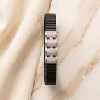 Stacked Pave Bars Ceramic Bracelet 925 Sterling Silver