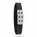 Stacked Pave Bars Ceramic Bracelet 925 Sterling Silver